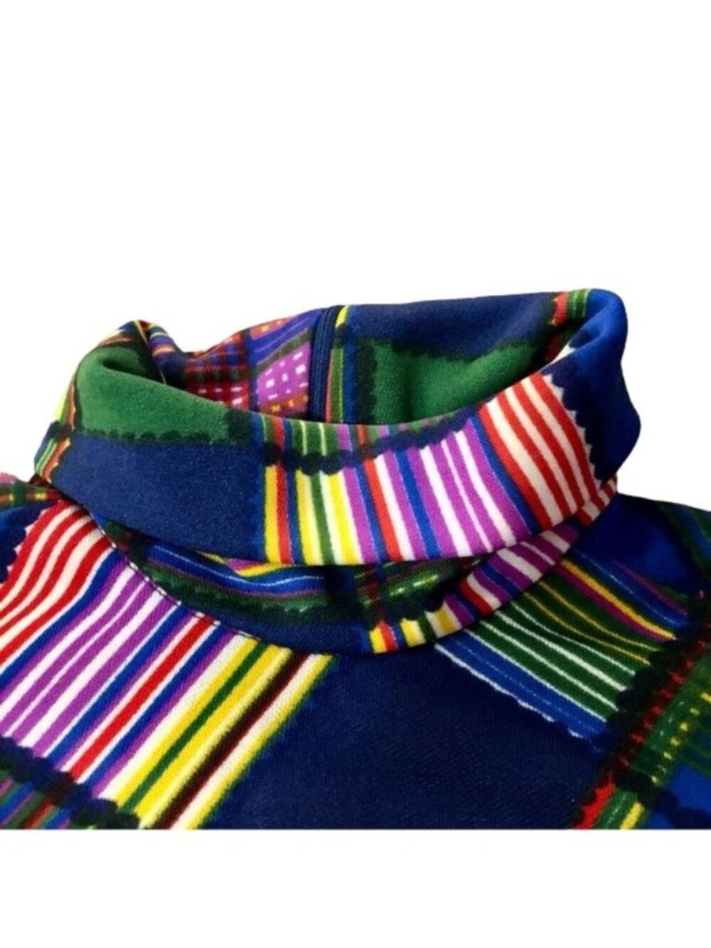 Vintage Sunny South Belted Turtleneck Blouse Womens 30 (Bust) Used Colorful 60s - Picture 6 of 12